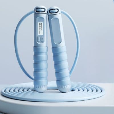 Corde a sauter bleue avec compteur