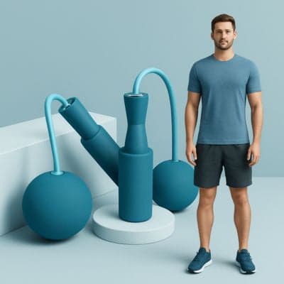 Homme debout a cote de corde à sauter sans fil