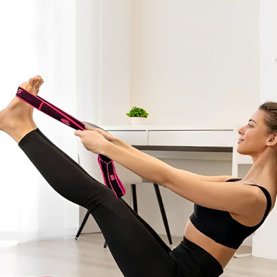 assise fessier incline élastiques musculation sous pieds etire avec bras