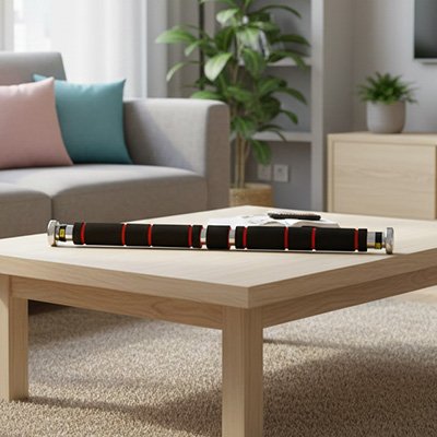 barre de traction porte sur une table dans un salon