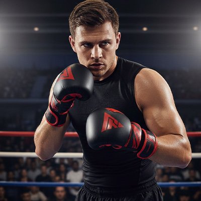 boxeur determine et pret au combat avec gant de mma 
