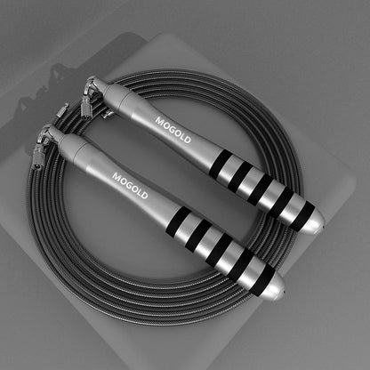 corde a sauter grise inscription mogold avec câble d'acier