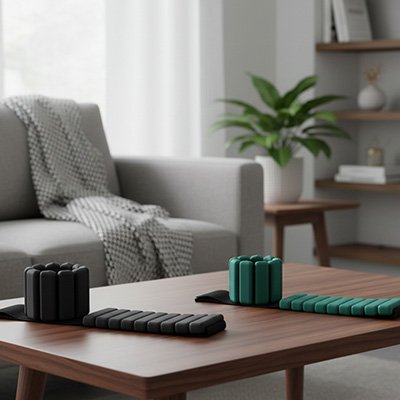 ensembles de poids cheville sur une table couleur noir vert