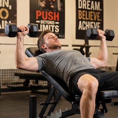 Exercice de developpe incline avec haltères en salle de sport