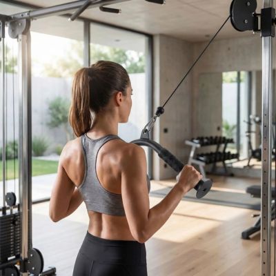 femme gymnase maison exercice de tirage barre traction