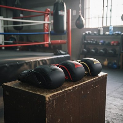 gant de mma sur un banc dans salle de sport