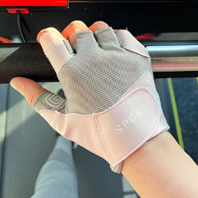 Gant musculation gris et rose dessus du gant maille respirante