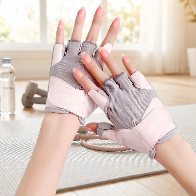 Gant musculation rose et gris antiderapant