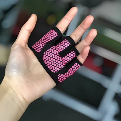 Gant musculation rose et noir avec paume antiderapante en silicone