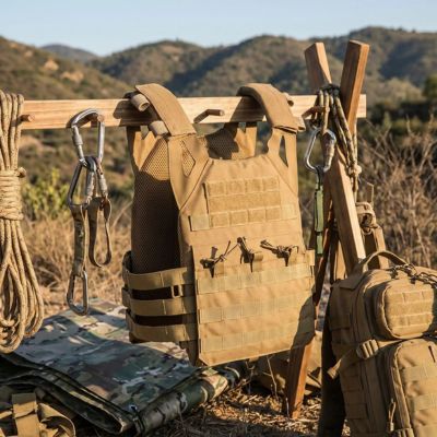 gilet lesté avec equipement escalade et sac a dos