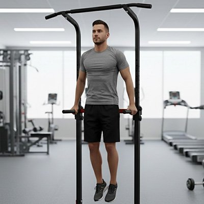 homme exercice dips sur une station barre de traction