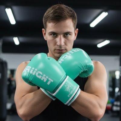 homme tres concentre avec gant de boxe vert starlight 