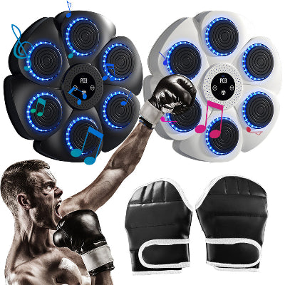 Machine de boxe musicale homme avec gants boxe noir frappe