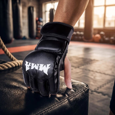 Main portant un gant de boxe premium pour MMA