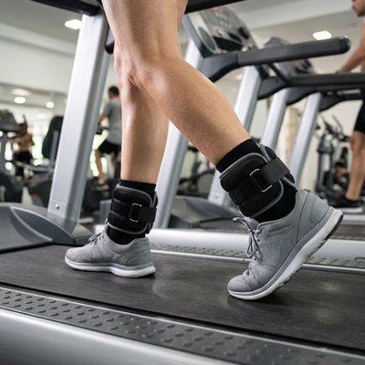 marche sur tapis de course avec poids pour les chevilles