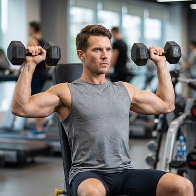 Muscle ses biceps avec haltères