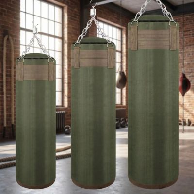sac de boxe vert en toile canvas