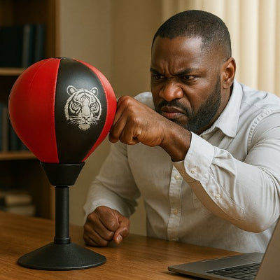 sac de frappe est monte sur un pied punching ball