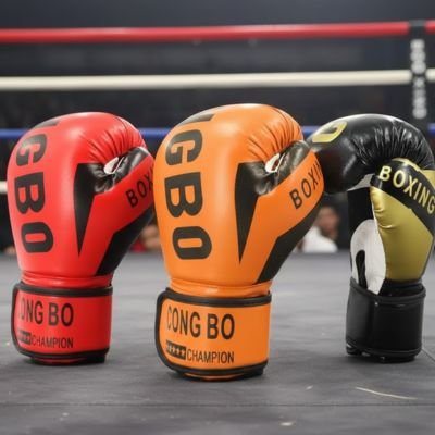 Un gant de boxe rouge un orange et un noir